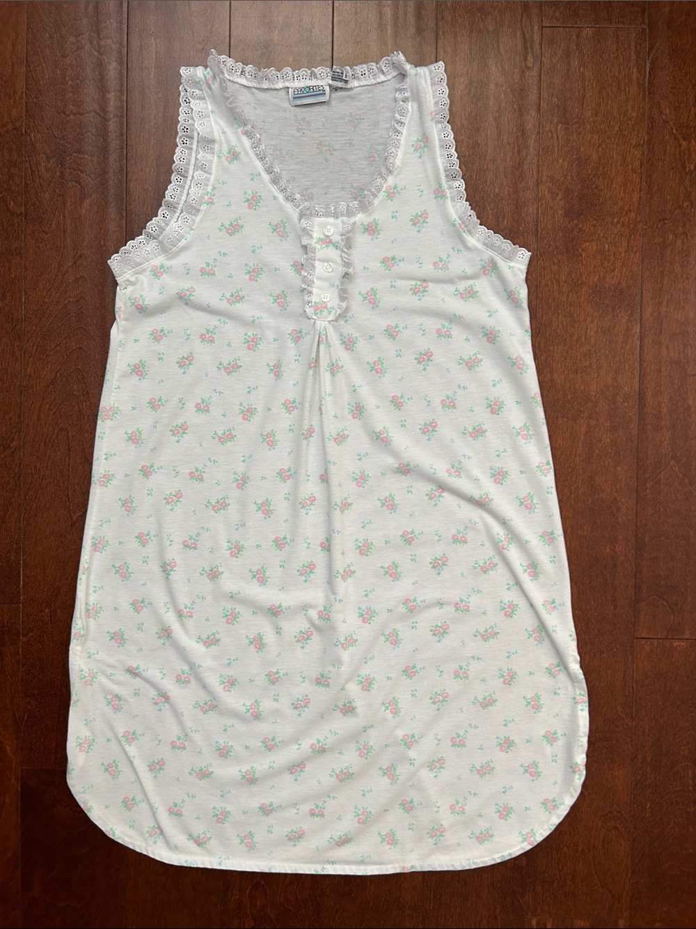 Vintage Favorites Sleeveless Floral Lace-Trim Nightgown, Size Medium